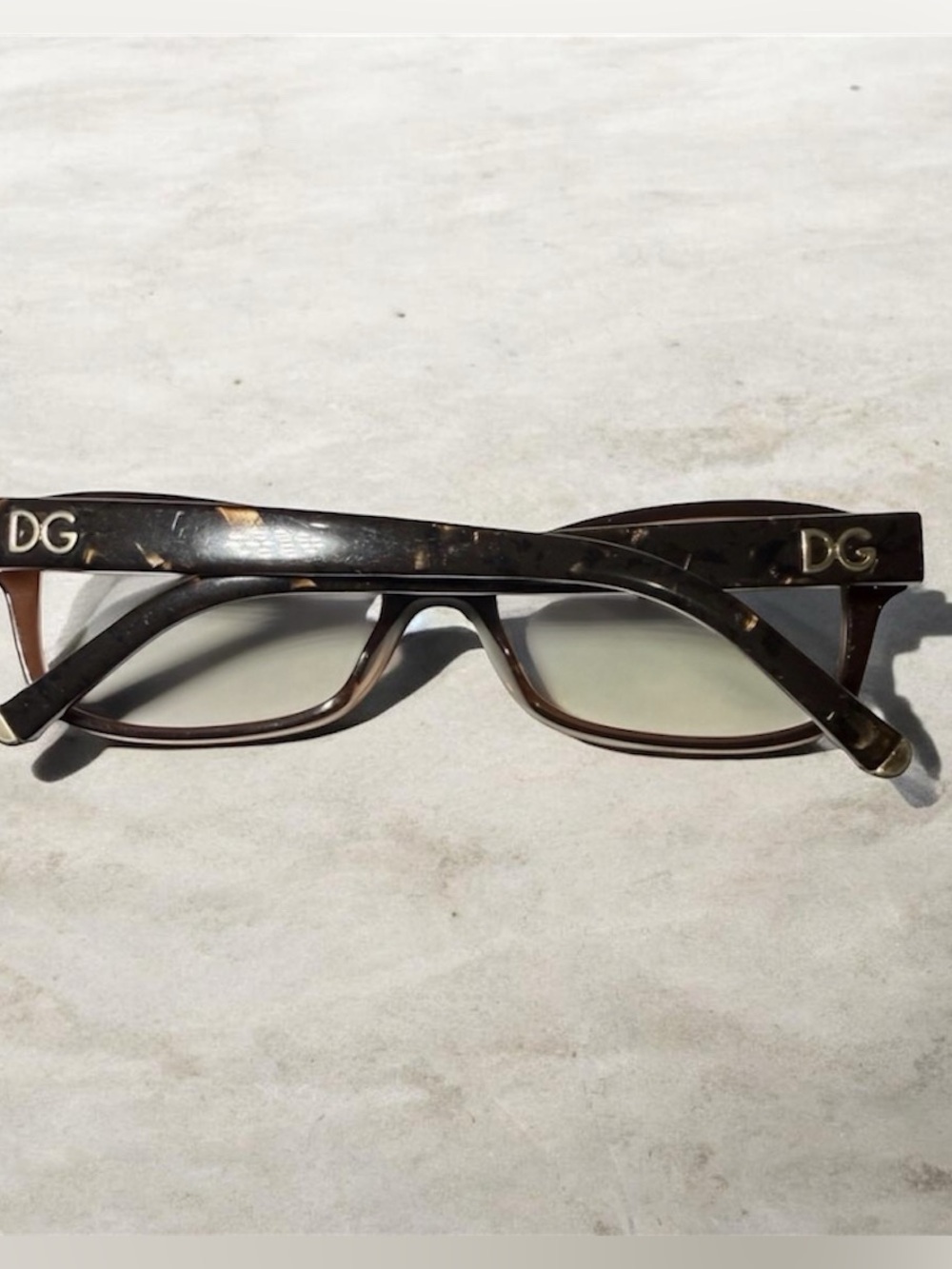 Dolce & Gabbana Brown Tortoise Square Frame Glasses with Gold Logo - Picture 3 of 11
